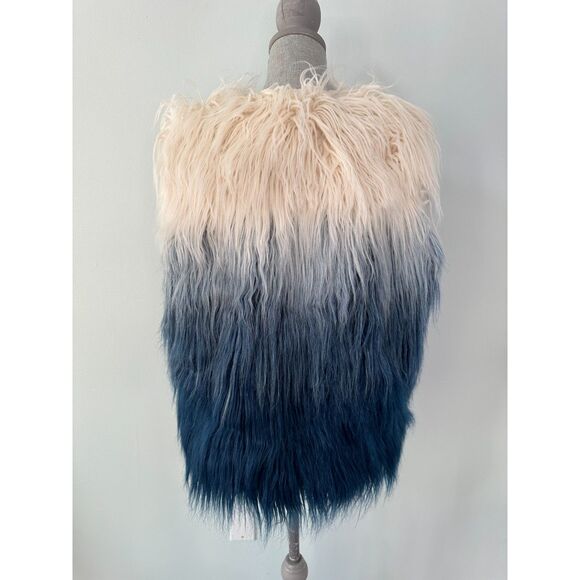 Thread & Supply Blue Cream Ombré Faux Fur Vest size Large - Picture 2 of 6